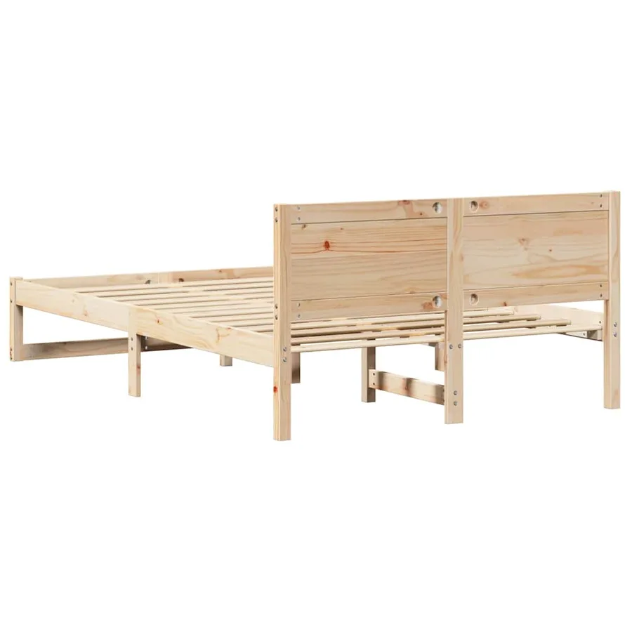 Cadre de lit avec tête de lit Naturel 135 x 190 cm Pin massif - 7
