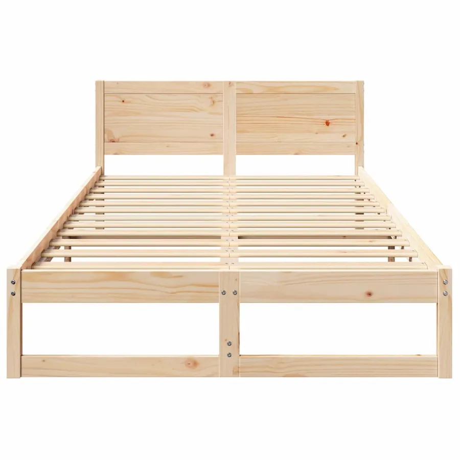 Cadre de lit avec tête de lit Naturel 140 x 190 cm Pin massif - 5