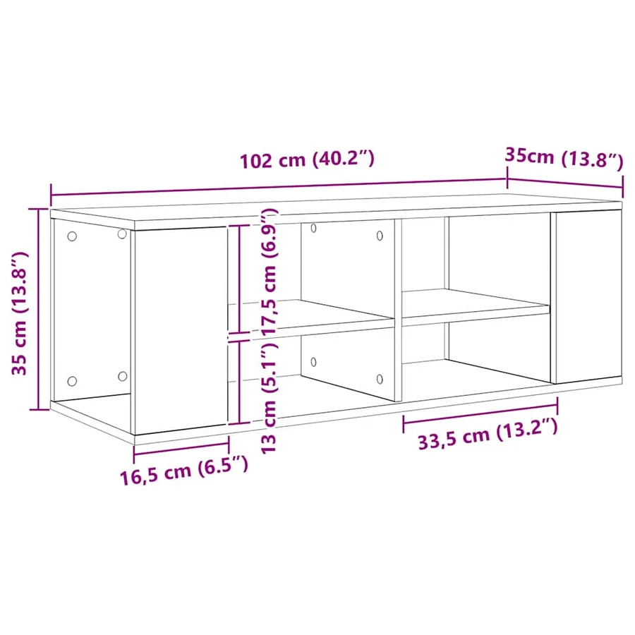 Ensemble meuble TV Montage mural Chêne noir 102 x 35 x 35 cm - 7