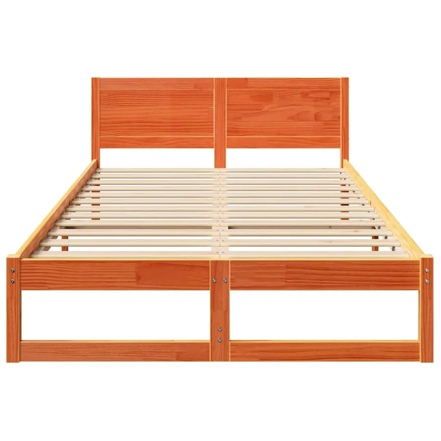 Cadre de lit avec tête de lit Brun cire 135 x 190 cm Pin massif - 5