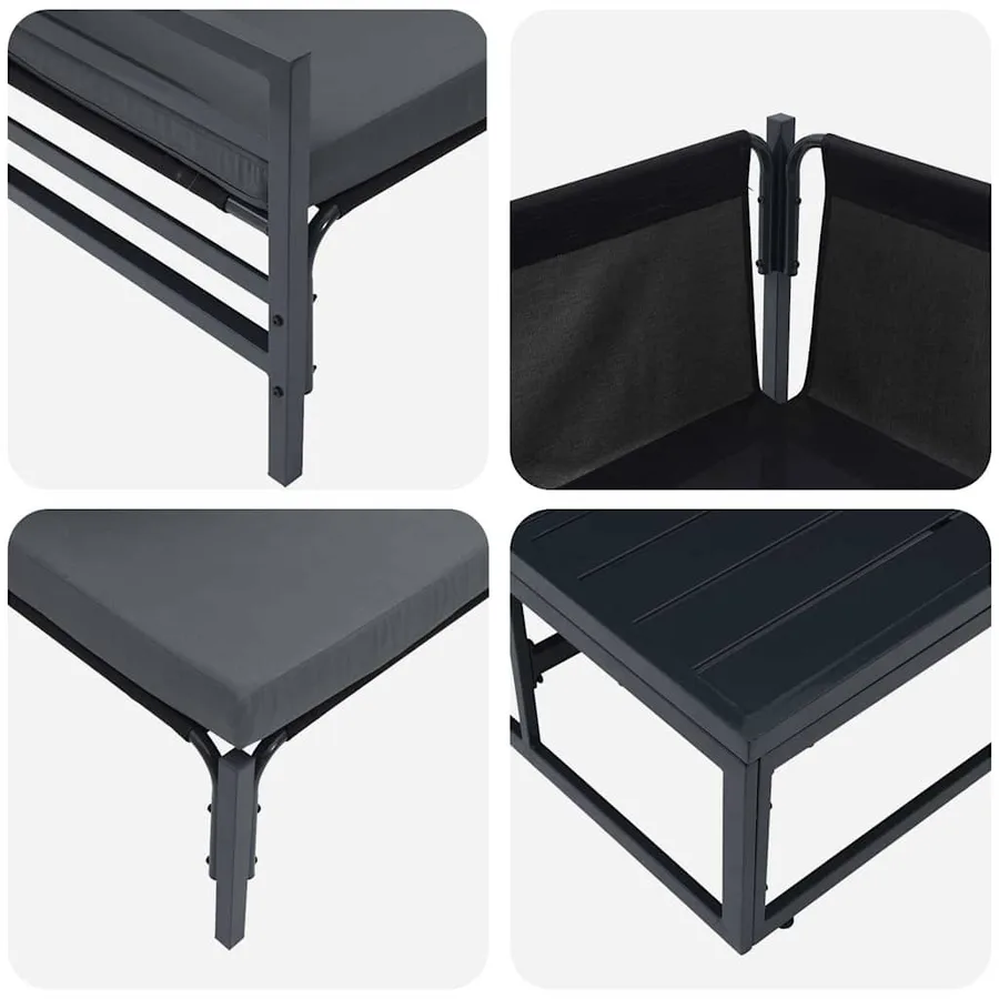 Ensemble de canapé de jardin avec coussin 9 pcs Noir Acier - 7