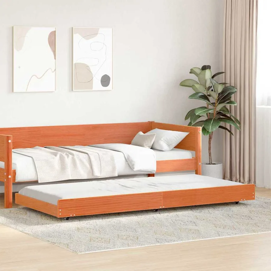 Cadre de lit Brun cire 100 x 200 cm Pin massif - 3