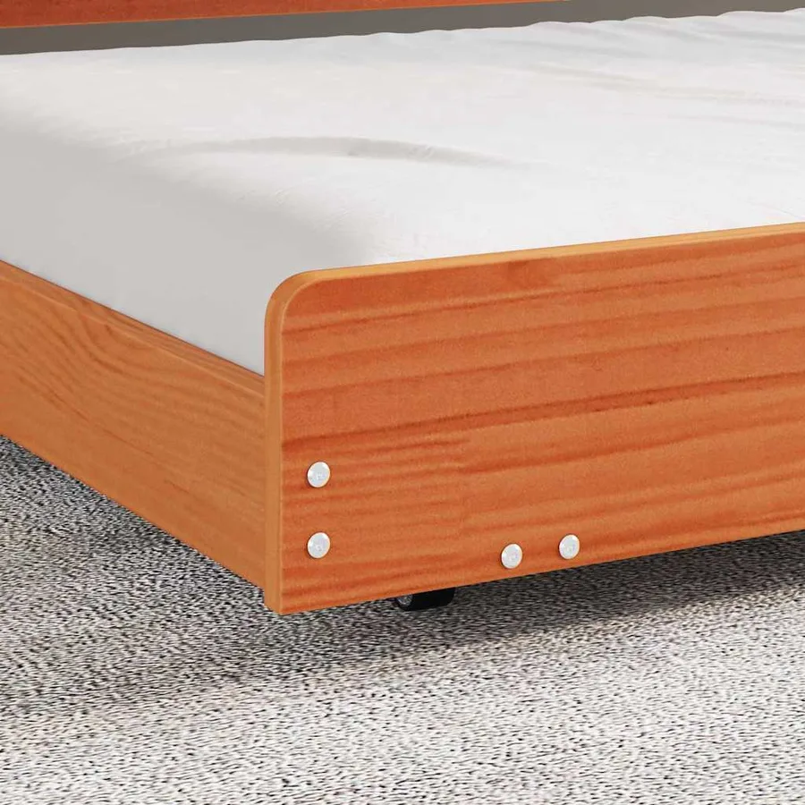Cadre de lit Brun cire 100 x 200 cm Pin massif - 4