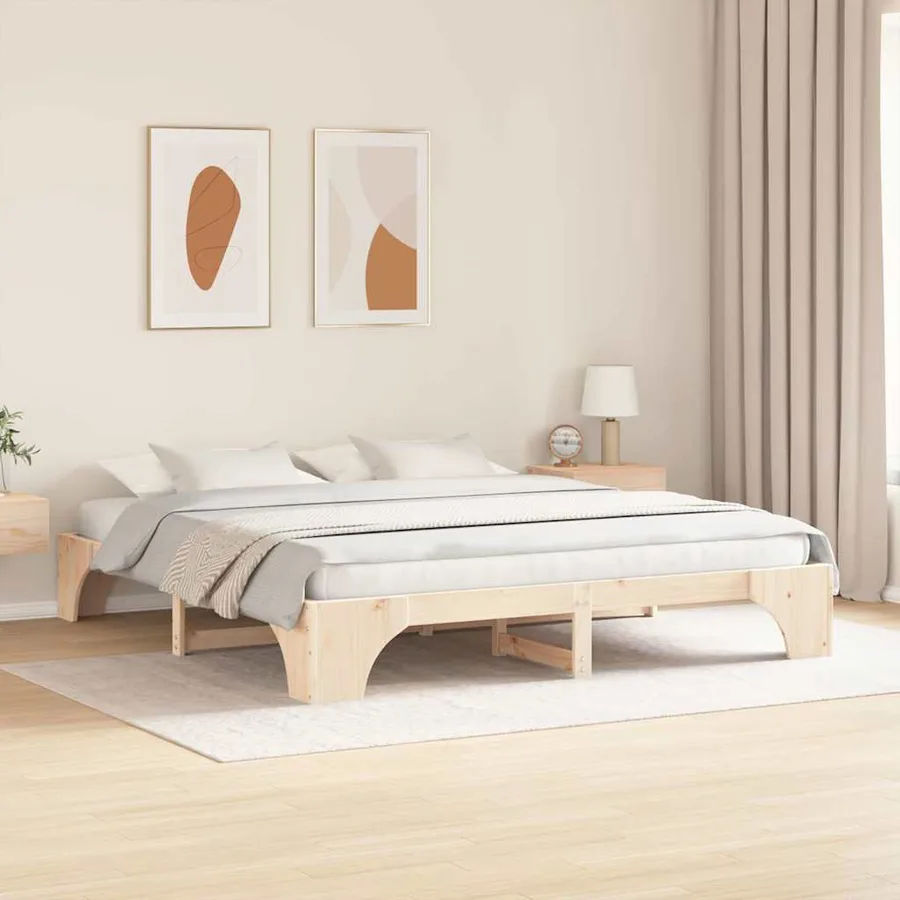 Cadre de lit Naturel 180 x 200 cm Pin massif - 3