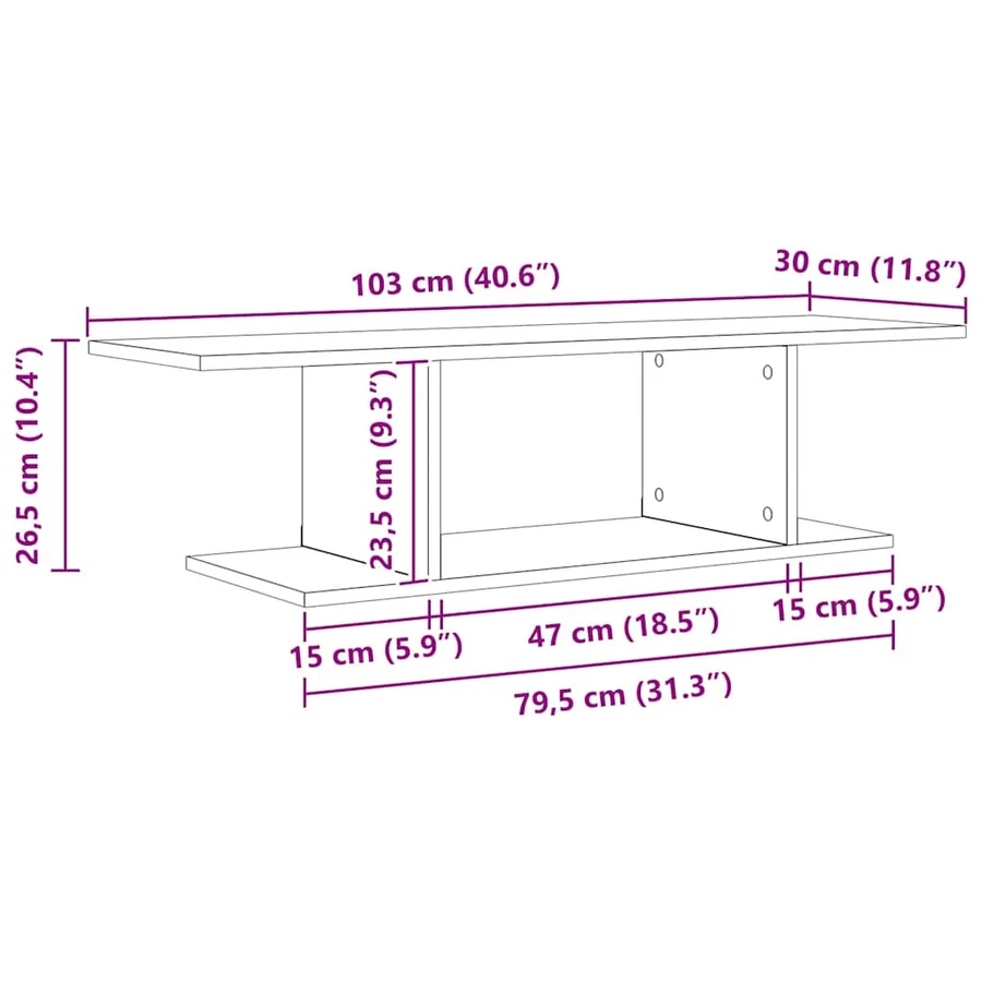 Ensemble meuble TV Marron 103 x 30 x 26,5 cm Bois d'ingénierie - 7