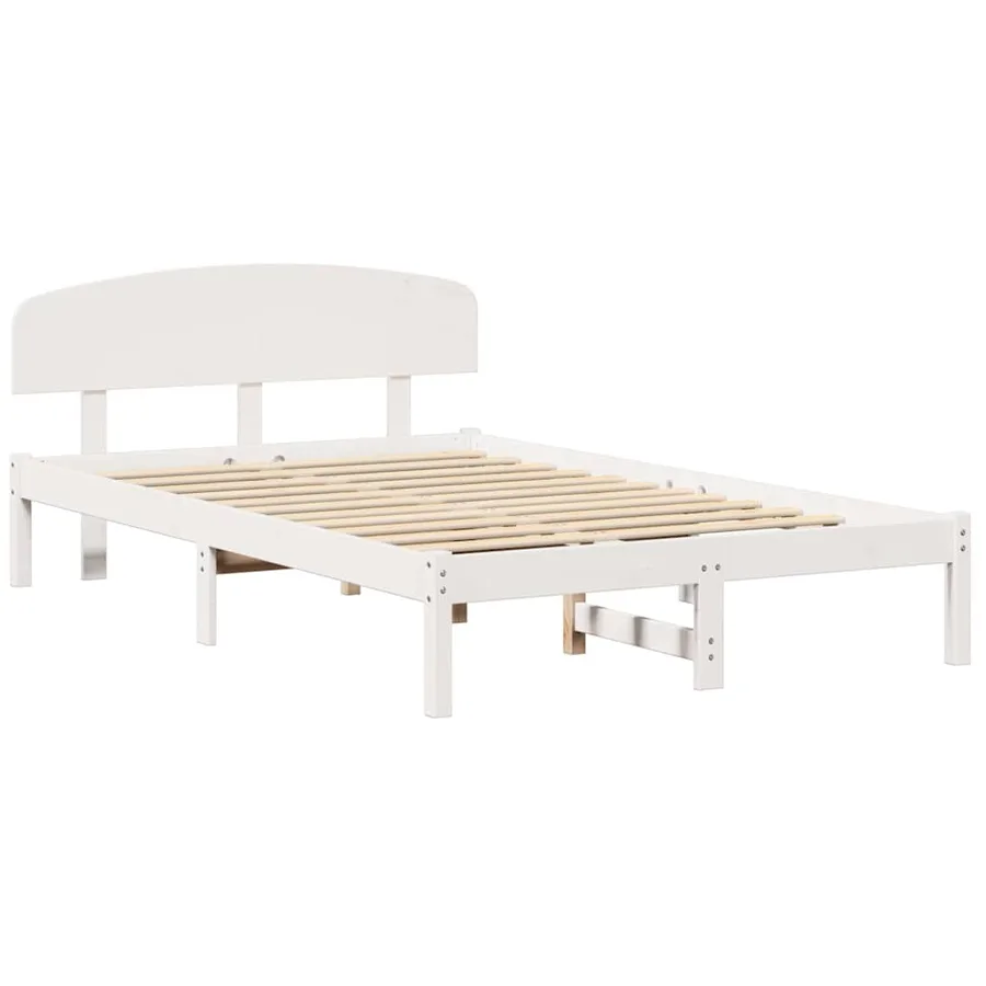 Cadre de lit avec tête de lit Blanc 135 x 190 cm Pin massif - 4