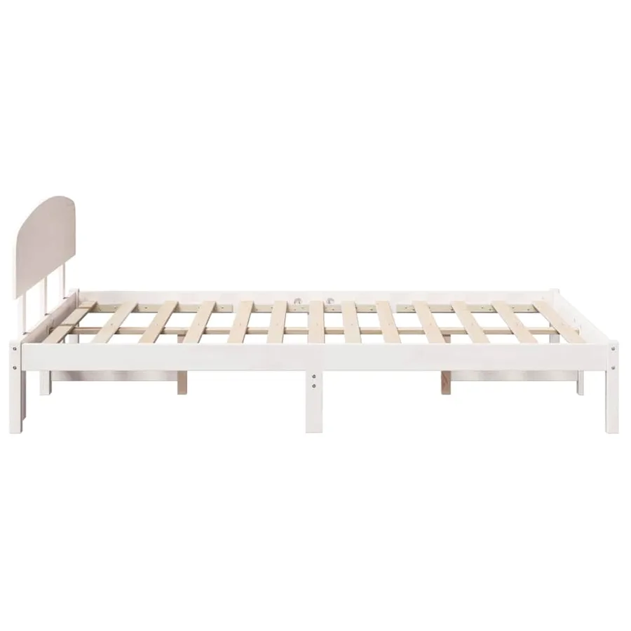 Cadre de lit avec tête de lit Blanc 135 x 190 cm Pin massif - 6