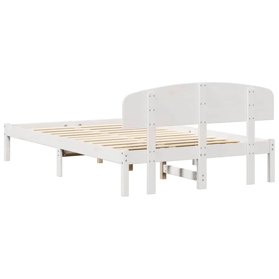 Cadre de lit avec tête de lit Blanc 135 x 190 cm Pin massif - 7