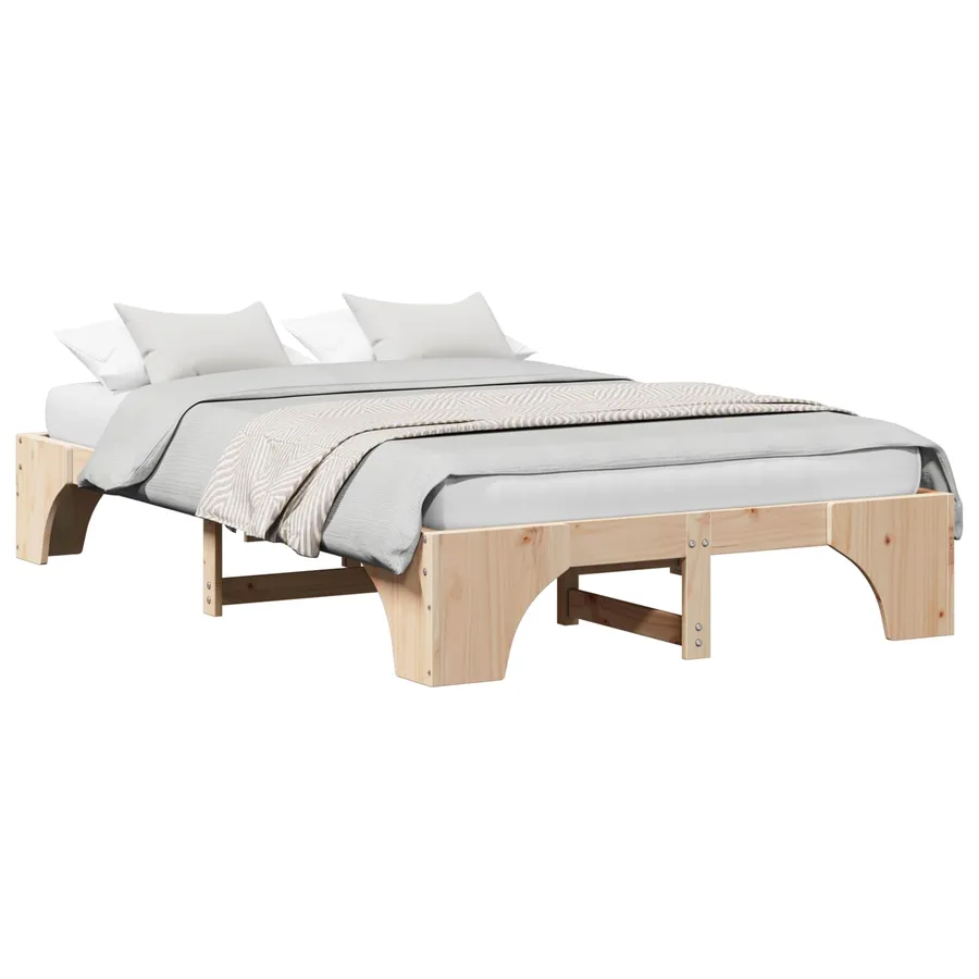 Cadre de lit Pin massif 120 x 190 cm Bois massif en pin - 2