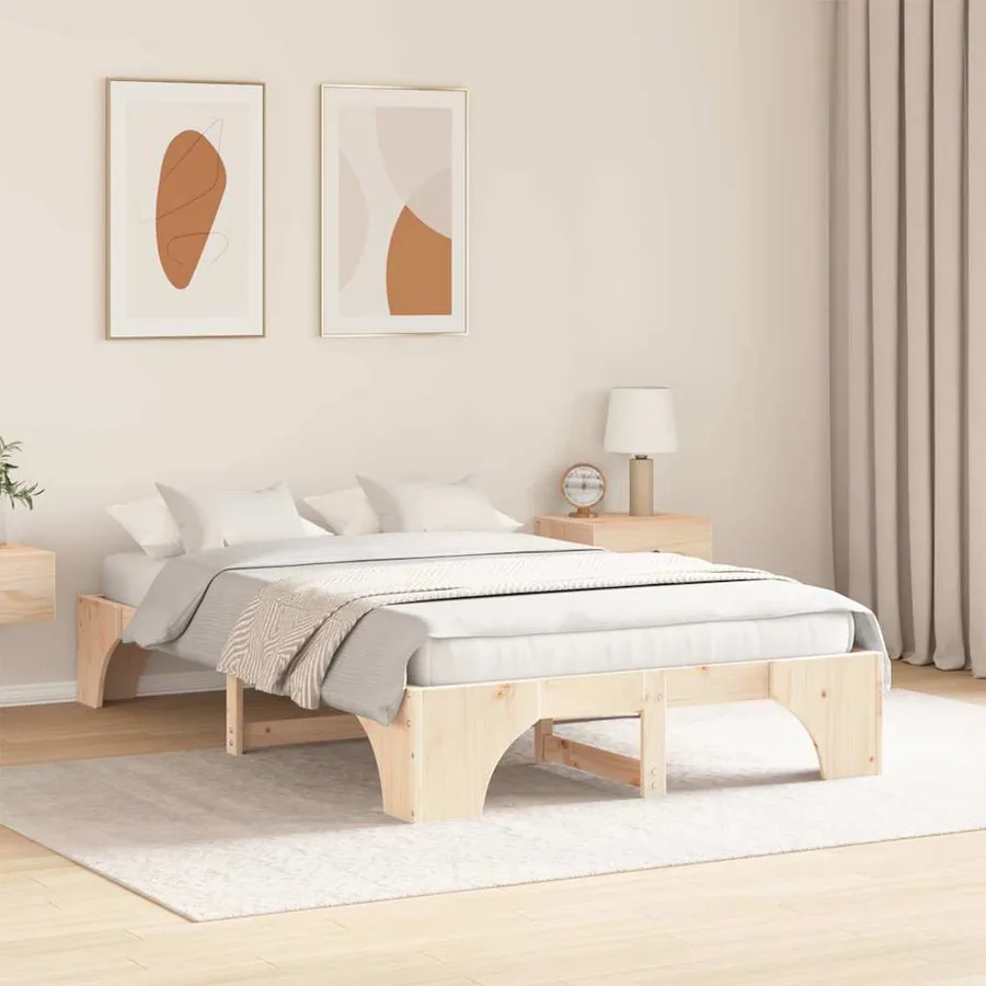 Cadre de lit Pin massif 120 x 190 cm Bois massif en pin - 3