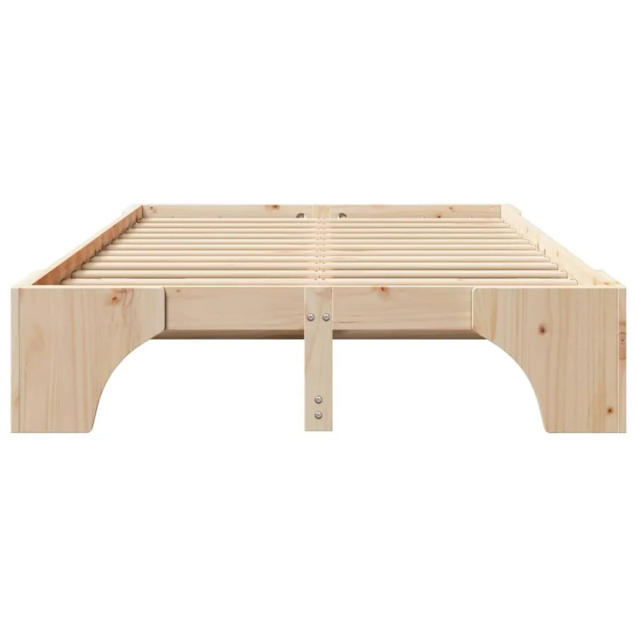 Cadre de lit Pin massif 120 x 190 cm Bois massif en pin - 5