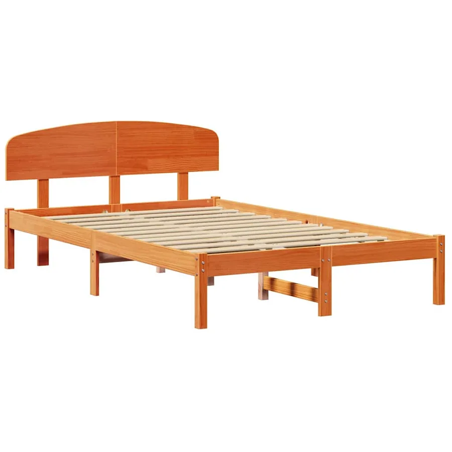 Cadre de lit avec tête de lit Brun cire 140 x 190 cm Pin massif - 4