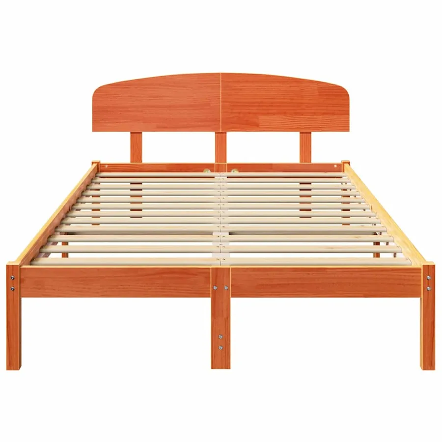 Cadre de lit avec tête de lit Brun cire 140 x 190 cm Pin massif - 5