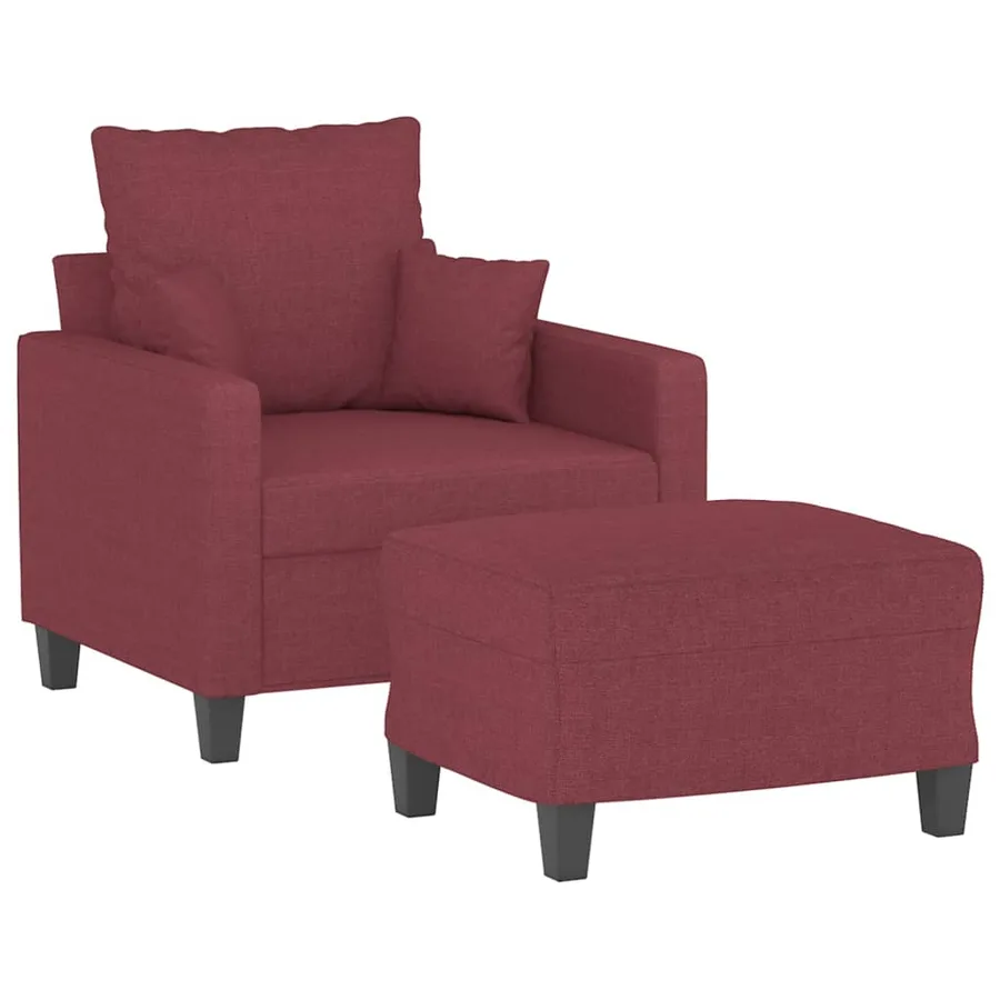 Fauteuil avec repose-pied Rouge bordeaux 60 cm Tissu - 3