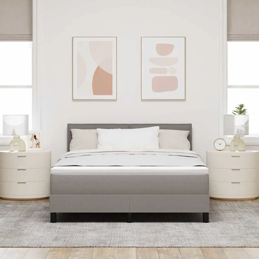 Lit à ressorts avec matelas avec LED Taupe 160 x 200 cm tissu - 4