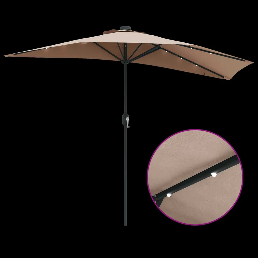 Parasol de jardin Taupe 294 x 150 x 224 cm Polyester et Acier - 10