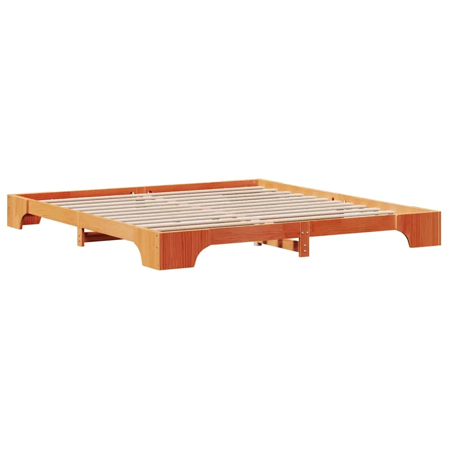 Cadre de lit Brun cire 180 x 200 cm Pin massif - 4