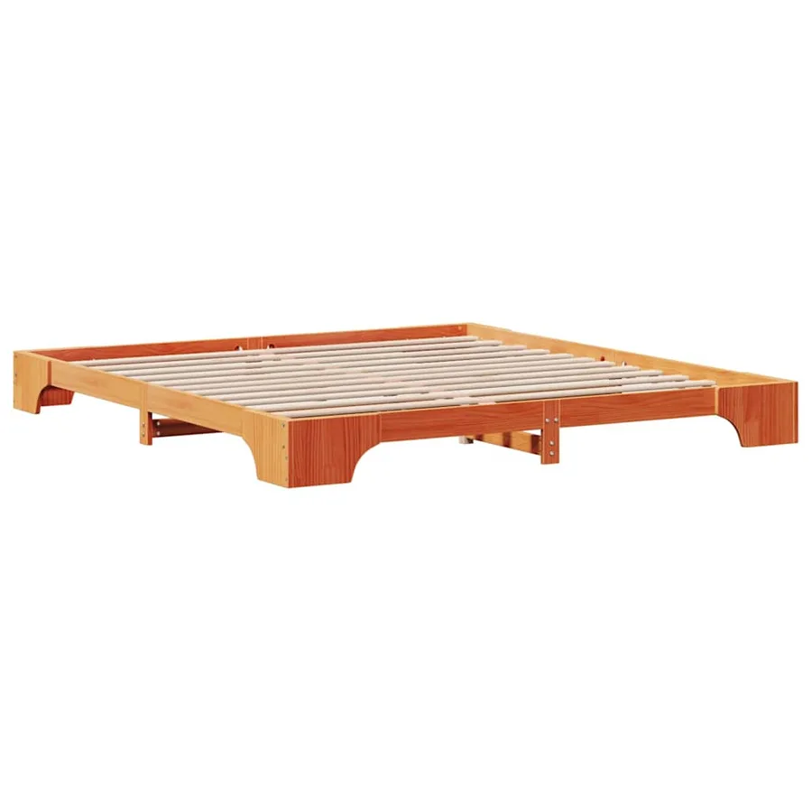Cadre de lit Brun cire 180 x 200 cm Pin massif - 7