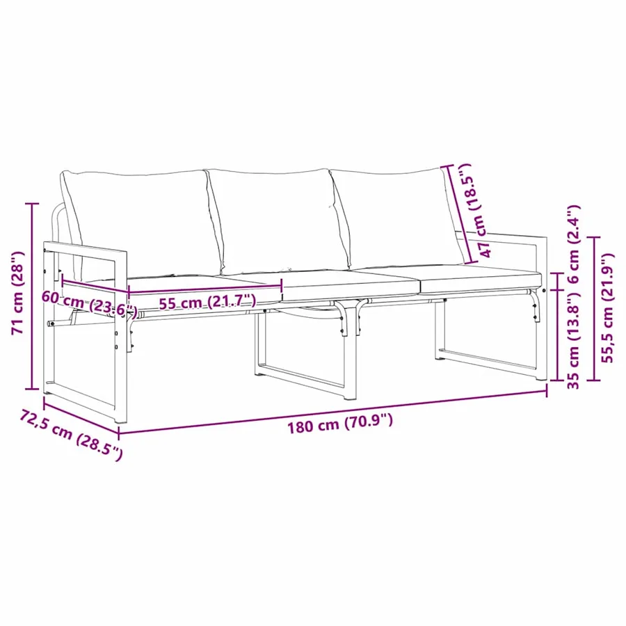 Mobilier de jardin Gris clair 180 x 72,5 x 71 cm Polyester - 9