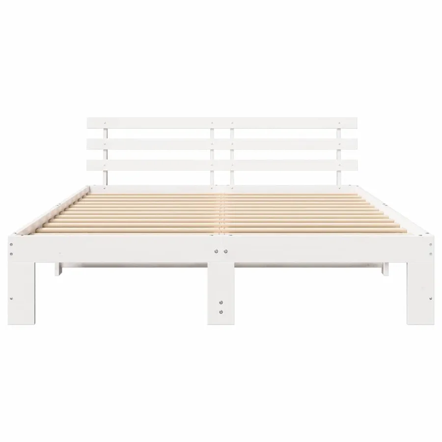 Cadre de lit avec tête de lit Blanc 150 x 200 cm Pin massif - 5
