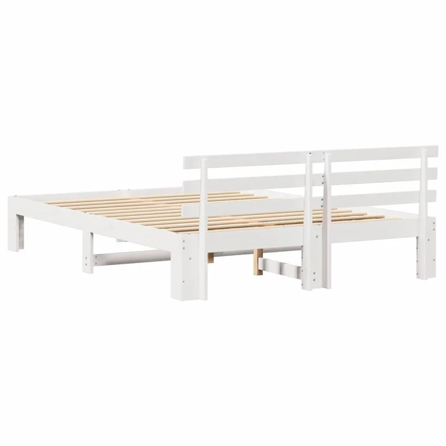 Cadre de lit avec tête de lit Blanc 150 x 200 cm Pin massif - 7