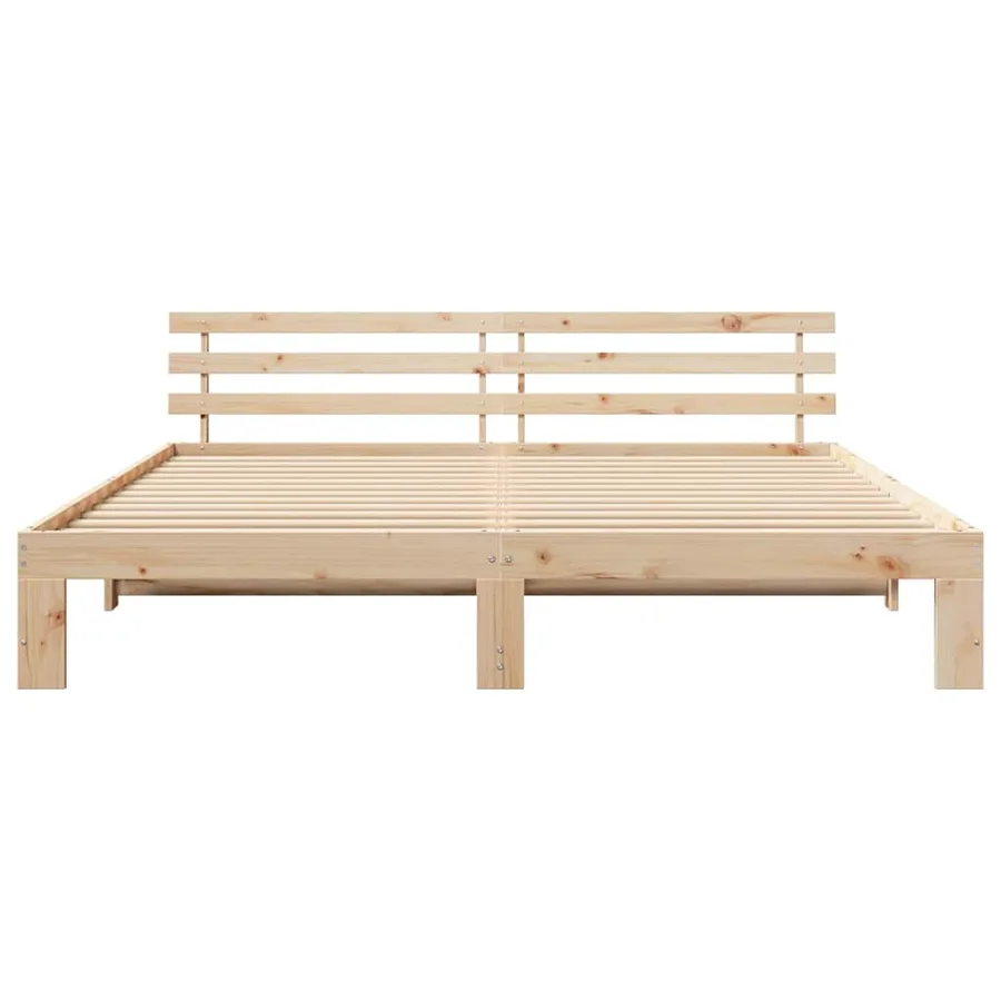 Cadre de lit avec tête de lit Naturel 200 x 200 cm Pin massif - 5