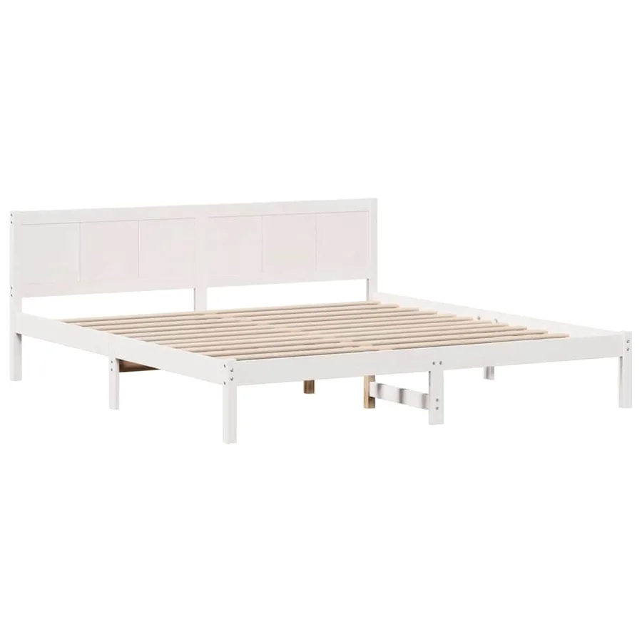 Cadre de lit Blanc 180 x 200 cm Bois de pin massif - 4