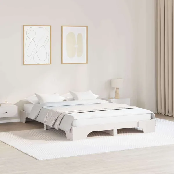 Cadre de lit Blanc 150 x 200 cm Pin massif