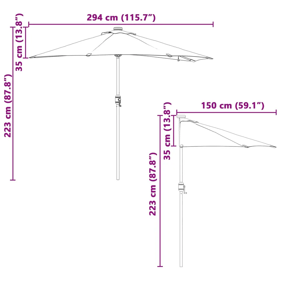 Parasol de jardin 294 x 150 x 223 cm Polyester et Acier Azur - 13