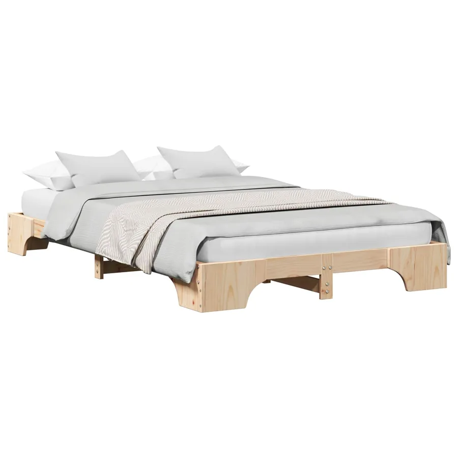 Cadre de lit Naturel 120 x 190 cm Pin massif - 2