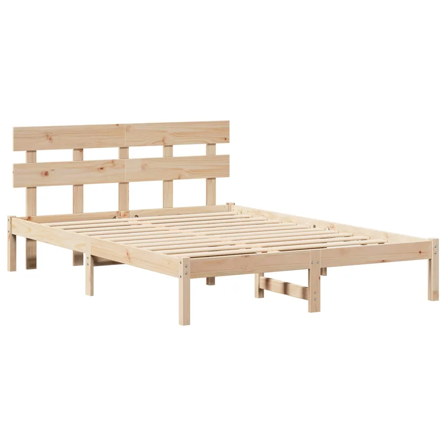 Cadre de lit Marron 140 x 200 cm Bois de pin massif - 2
