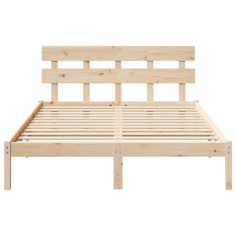 Cadre de lit Marron 140 x 200 cm Bois de pin massif - 3