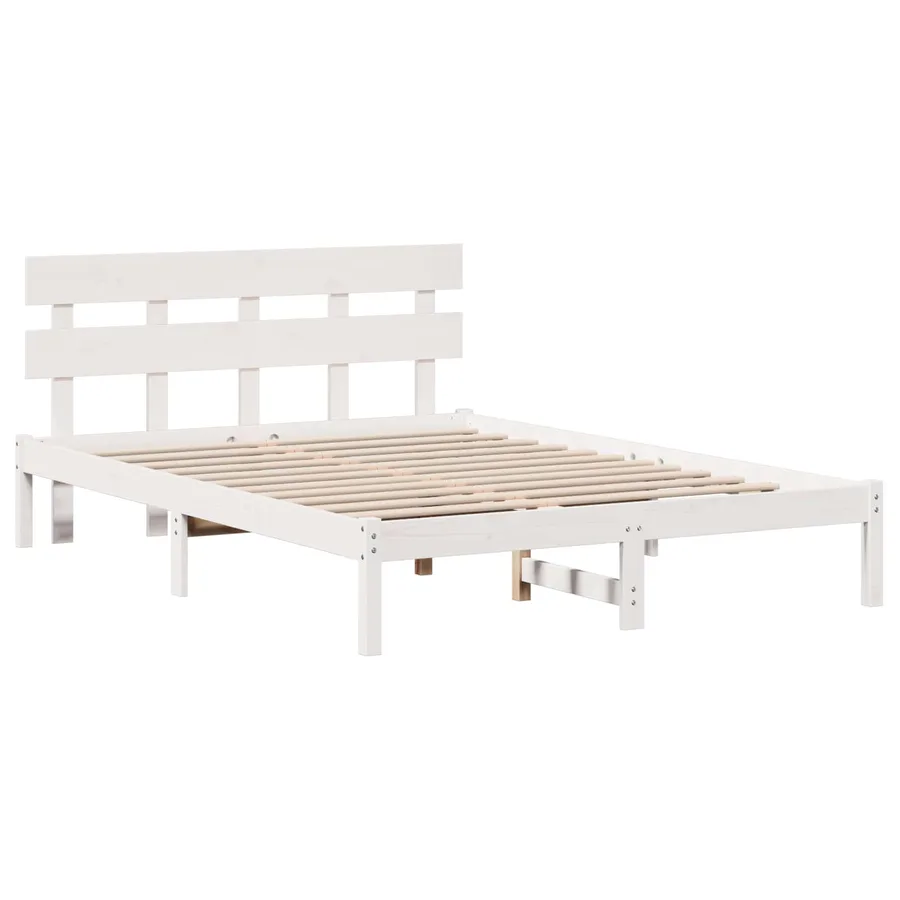 Cadre de lit Blanc 160 x 200 cm Bois de pin massif - 2
