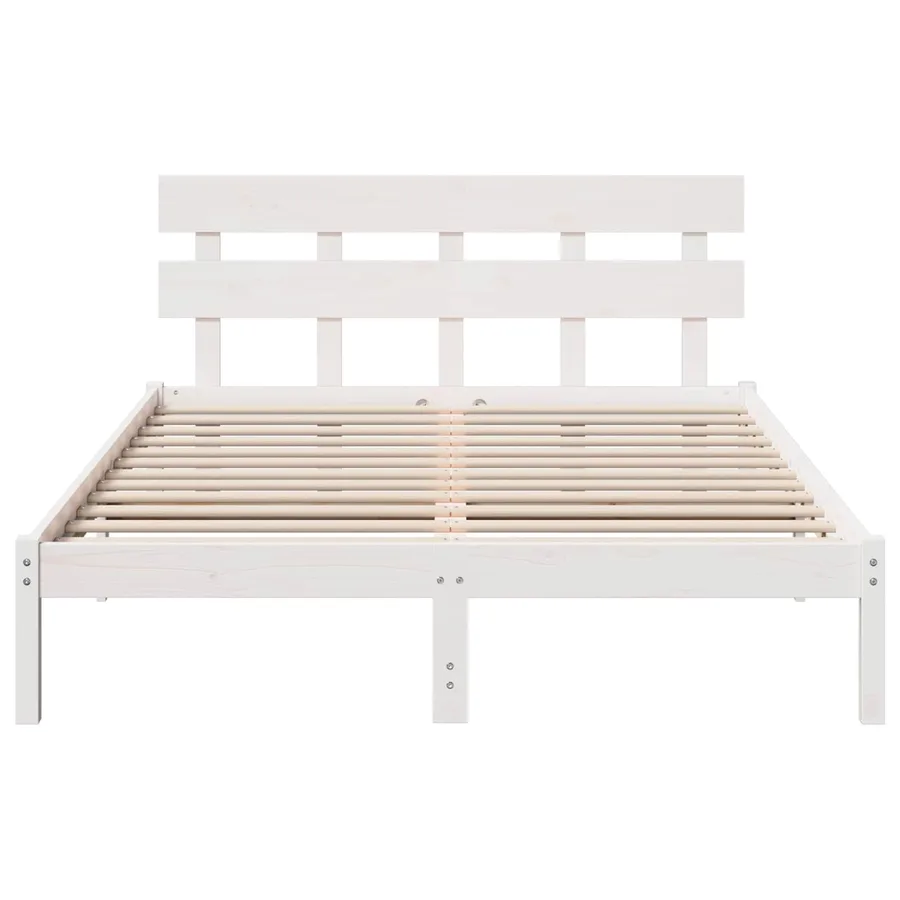 Cadre de lit Blanc 160 x 200 cm Bois de pin massif - 4