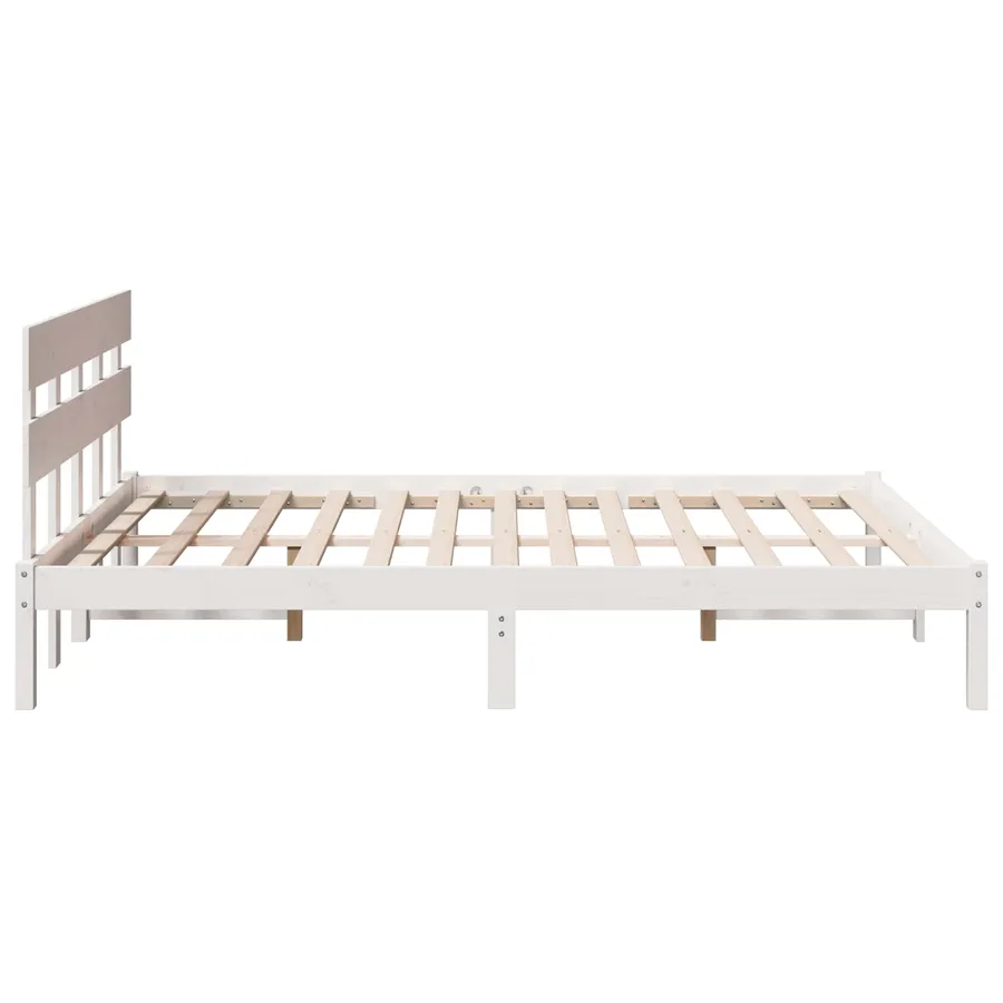 Cadre de lit Blanc 160 x 200 cm Bois de pin massif - 6