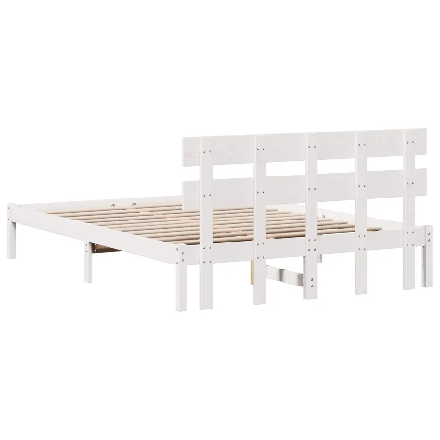 Cadre de lit Blanc 160 x 200 cm Bois de pin massif - 8