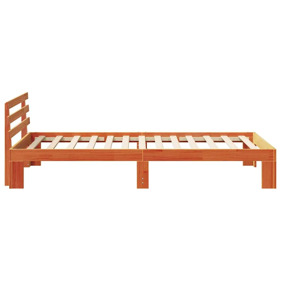 Cadre de lit avec tête de lit Brun cire 100 x 200 cm Pin massif - 6