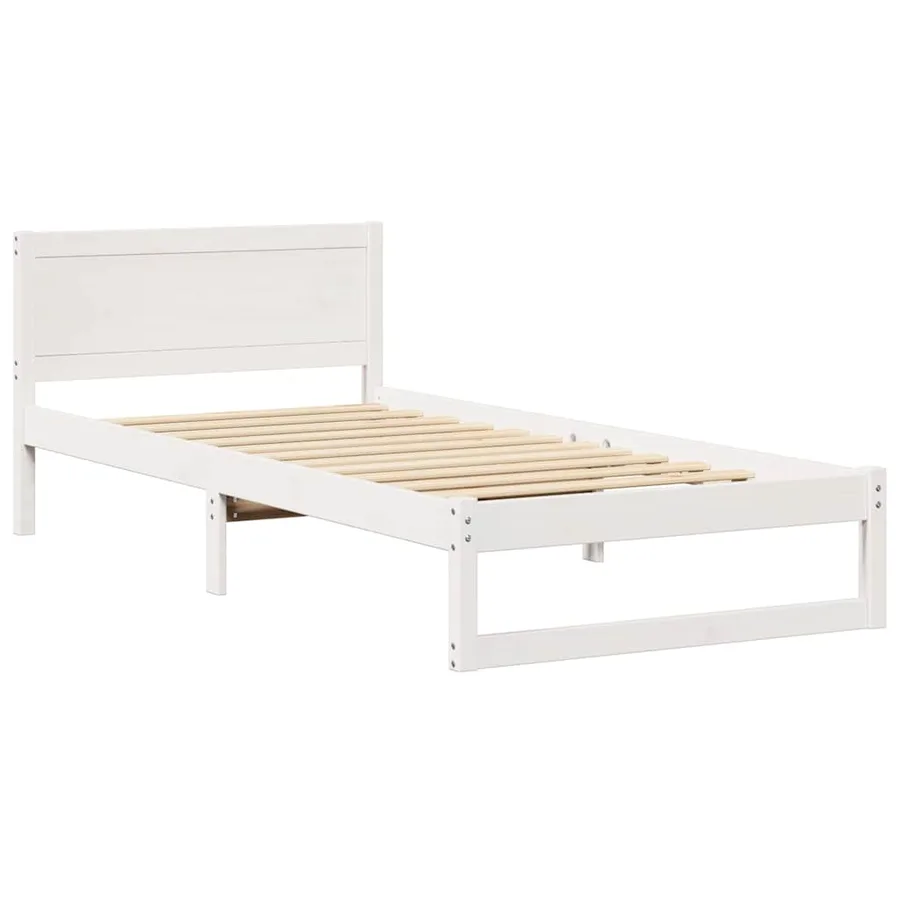 Cadre de lit avec tête de lit Blanc 90 x 190 cm Pin massif - 4