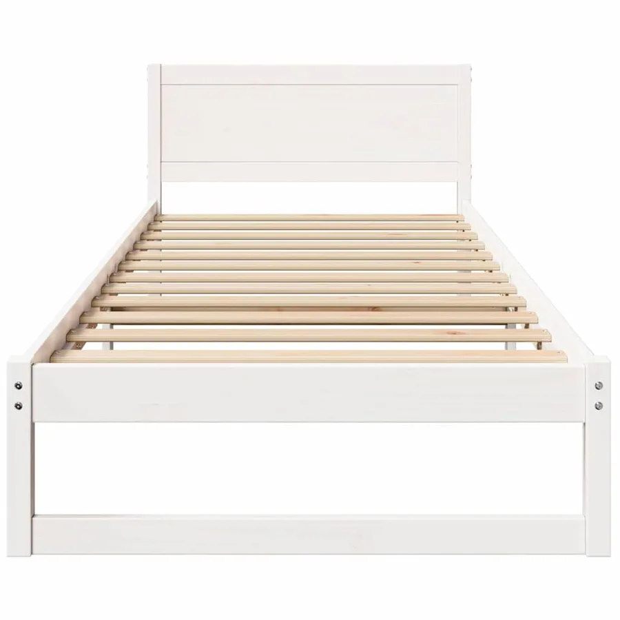 Cadre de lit avec tête de lit Blanc 90 x 190 cm Pin massif - 5