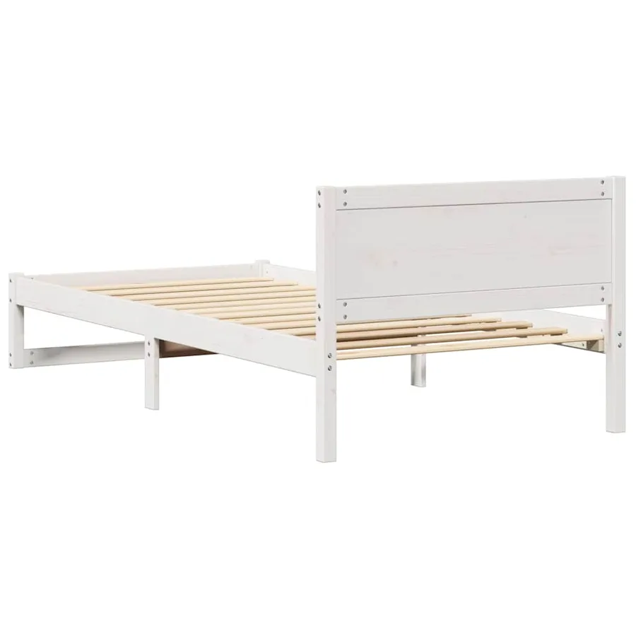 Cadre de lit avec tête de lit Blanc 90 x 190 cm Pin massif - 7