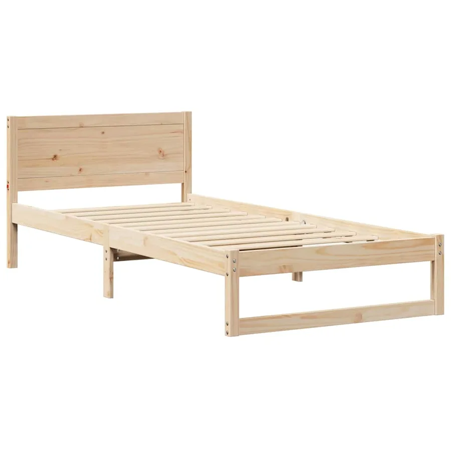 Cadre de lit avec tête de lit Naturel 90 x 200 cm Pin massif - 4
