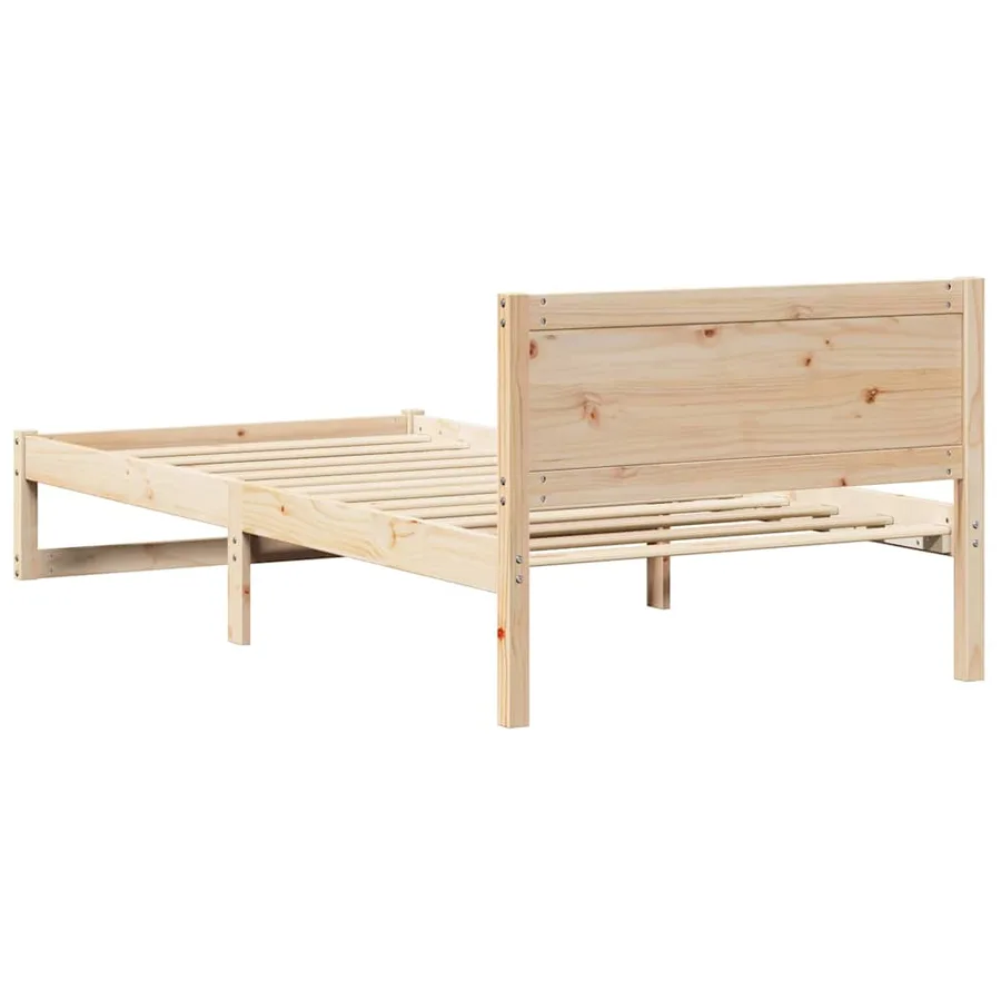 Cadre de lit avec tête de lit Naturel 90 x 200 cm Pin massif - 7