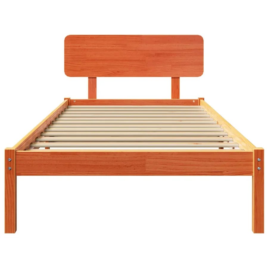 Cadre de lit avec tête de lit Brun cire 100 x 200 cm Pin massif - 3