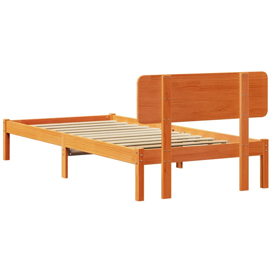 Cadre de lit avec tête de lit Brun cire 100 x 200 cm Pin massif - 8