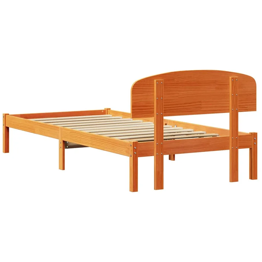 Cadre de lit avec tête de lit Brun cire 100 x 200 cm Pin massif - 7