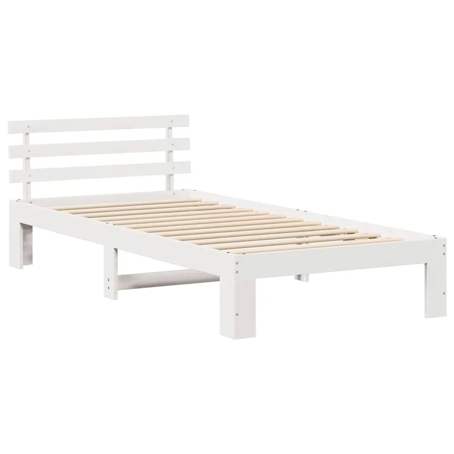 Cadre de lit avec tête de lit Blanc 90 x 200 cm Pin massif - 4