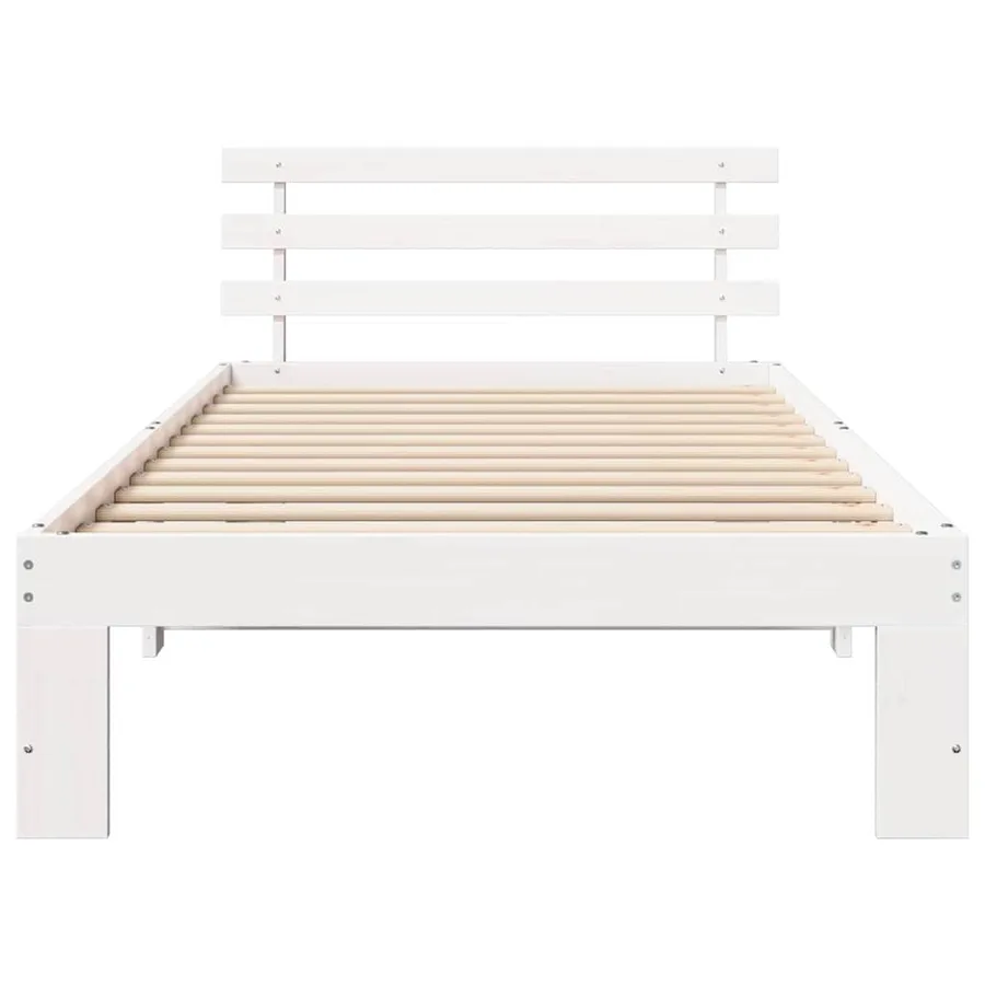 Cadre de lit avec tête de lit Blanc 90 x 200 cm Pin massif - 5