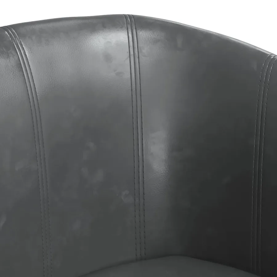 Fauteuil avec repose-pied gris similicuir - 6