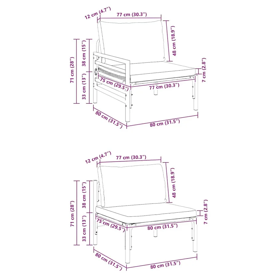 Ensemble de canapé de jardin avec coussin 8 pcs Noir Acier - 11