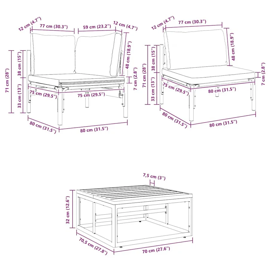 Ensemble de canapé de jardin avec coussin 11 pcs Noir Acier - 12